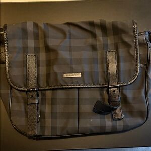 Burberry Black and Gray Checkered Messenger Bag